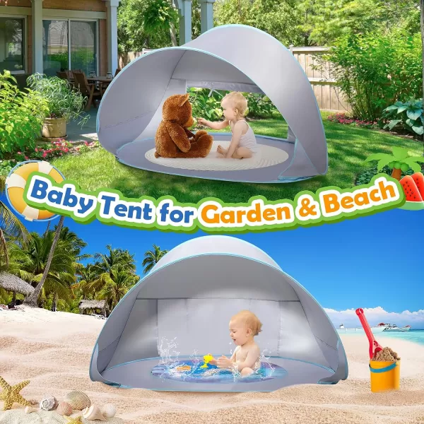 imageMonobeach Baby Beach Tent Pop Up Portable Shade Pool UV Protection Sun Shelter for InfantSilver Beach Tent