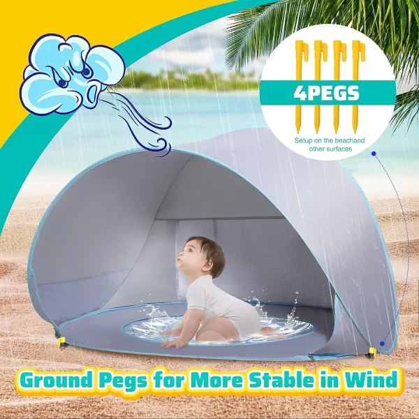 imageMonobeach Baby Beach Tent Pop Up Portable Shade Pool UV Protection Sun Shelter for InfantSilver Beach Tent