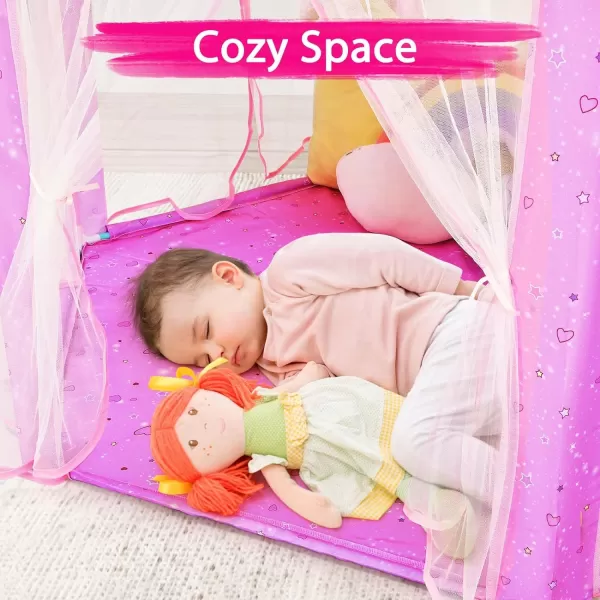 imageMonobeach Princess Tent Girls Large Playhouse Kids Castle Play Tent with Star Lights Gift Toy for Children Indoor and Outdoor Games 55 x 53 DxH Purple08 Unicorn Tent with Little Star Lights
