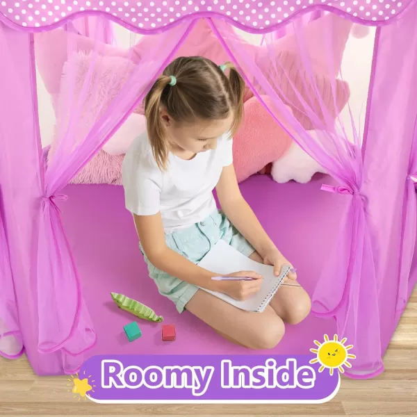 imageMonobeach Princess Tent Girls Large Playhouse Kids Castle Play Tent with Star Lights Gift Toy for Children Indoor and Outdoor Games 55 x 53 DxH Purple05 Purple Tent with Little Star Lights