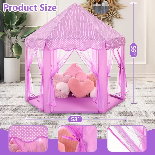 imageMonobeach Princess Tent Girls Large Playhouse Kids Castle Play Tent with Star Lights Gift Toy for Children Indoor and Outdoor Games 55 x 53 DxH Purple05 Purple Tent with Little Star Lights