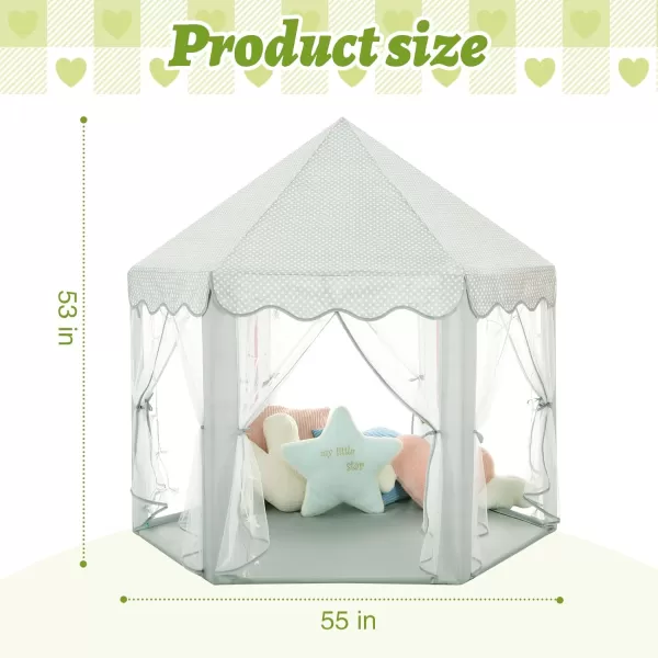 imageMonobeach Princess Tent Girls Large Playhouse Kids Castle Play Tent with Star Lights Gift Toy for Children Indoor and Outdoor Games 55 x 53 DxH Purple07 Celadon Tent with Little Star Lights