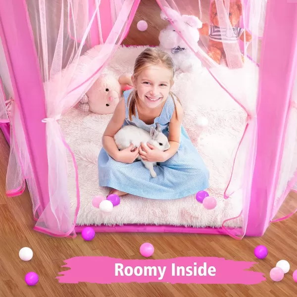 imageMonobeach Princess Tent Girls Large Playhouse Kids Castle Play Tent with Star Lights Toy for Children Indoor and Outdoor Games 55 x 53 DxHPink Princess Tent with Little Star Lights