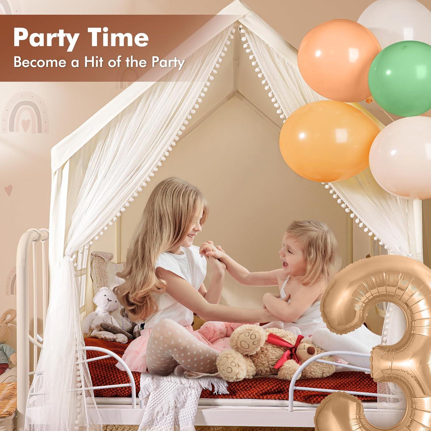 imageMonobeach Kids Tent Beige Play Tent with Long Mesh Curtain Large Playhouse for Indoor Outdoor Play Cottage Castle Toy for Girls Boys House Gift Beige Kids Play TentBeige Kids Play Tent