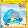 imageMonobeach Baby Beach Tent Pop Up Portable Shade Pool UV Protection Sun Shelter for Infant02 Blue Beach Tent with Toys