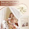 imageMonobeach Kids Tent Beige Play Tent with Long Mesh Curtain Large Playhouse for Indoor Outdoor Play Cottage Castle Toy for Girls Boys House Gift Beige Kids Play TentBeige Kids Play Tent