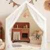 imageMonobeach Kids Tent Beige Play Tent with Long Mesh Curtain Large Playhouse for Indoor Outdoor Play Cottage Castle Toy for Girls Boys House Gift Beige Kids Play TentBeige Kids Play Tent