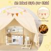 imageMonobeach Kids Tent Beige Play Tent with Long Mesh Curtain Large Playhouse for Indoor Outdoor Play Cottage Castle Toy for Girls Boys House Gift Beige Kids Play TentLarge Beige Toddlers Bed Tent