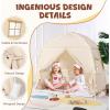 imageMonobeach Kids Tent Beige Play Tent with Long Mesh Curtain Large Playhouse for Indoor Outdoor Play Cottage Castle Toy for Girls Boys House Gift Beige Kids Play TentMedium Beige Toddlers Bed Tent