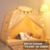 imageMonobeach Kids Tent Beige Play Tent with Long Mesh Curtain Large Playhouse for Indoor Outdoor Play Cottage Castle Toy for Girls Boys House Gift Beige Kids Play TentLarge Beige Toddlers Bed Tent