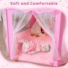 imageMonobeach Princess Tent Girls Unicorn Large Playhouse Kids Castle Play Tent with Star Lights Gift Toy for Children Indoor and Outdoor Games 55 x 53 DxH02 Pink Tent with Play Mat