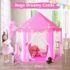 imageMonobeach Princess Tent Girls Unicorn Large Playhouse Kids Castle Play Tent with Star Lights Gift Toy for Children Indoor and Outdoor Games 55 x 53 DxH01 Pink Tent with Little Star Lights