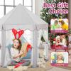 imageMonobeach Princess Tent Girls Unicorn Large Playhouse Kids Castle Play Tent with Star Lights Gift Toy for Children Indoor and Outdoor Games 55 x 53 DxH06 Grey Tent with Little Star Lights