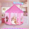 imageMonobeach Princess Tent Girls Unicorn Large Playhouse Kids Castle Play Tent with Star Lights Gift Toy for Children Indoor and Outdoor Games 55 x 53 DxH03 Pink Tent with Large Star Lights