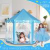 imageMonobeach Princess Tent Girls Unicorn Large Playhouse Kids Castle Play Tent with Star Lights Gift Toy for Children Indoor and Outdoor Games 55 x 53 DxH04 Blue Tent with Little Star Lights