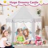 imageMonobeach Princess Tent Girls Unicorn Large Playhouse Kids Castle Play Tent with Star Lights Gift Toy for Children Indoor and Outdoor Games 55 x 53 DxH06 Grey Tent with Little Star Lights