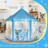 imageMonobeach Princess Tent Girls Unicorn Large Playhouse Kids Castle Play Tent with Star Lights Gift Toy for Children Indoor and Outdoor Games 55 x 53 DxH04 Blue Tent with Little Star Lights