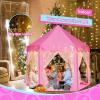 imageMonobeach Princess Tent Girls Unicorn Large Playhouse Kids Castle Play Tent with Star Lights Gift Toy for Children Indoor and Outdoor Games 55 x 53 DxH03 Pink Tent with Large Star Lights