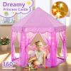 imageMonobeach Princess Tent Girls Unicorn Large Playhouse Kids Castle Play Tent with Star Lights Gift Toy for Children Indoor and Outdoor Games 55 x 53 DxH05 Purple Tent with Little Star Lights