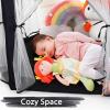 imageMonobeach Princess Tent Girls Unicorn Large Playhouse Kids Castle Play Tent with Star Lights Gift Toy for Children Indoor and Outdoor Games 55 x 53 DxH11 Black Tent with Little Star Lights