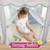 imageMonobeach Princess Tent Girls Unicorn Large Playhouse Kids Castle Play Tent with Star Lights Gift Toy for Children Indoor and Outdoor Games 55 x 53 DxH06 Grey Tent with Little Star Lights