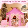 imageMonobeach Princess Tent Girls Unicorn Large Playhouse Kids Castle Play Tent with Star Lights Gift Toy for Children Indoor and Outdoor Games 55 x 53 DxH02 Pink Tent with Play Mat