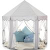 imageMonobeach Princess Tent Girls Unicorn Large Playhouse Kids Castle Play Tent with Star Lights Gift Toy for Children Indoor and Outdoor Games 55 x 53 DxH06 Grey Tent with Little Star Lights