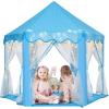 imageMonobeach Princess Tent Girls Unicorn Large Playhouse Kids Castle Play Tent with Star Lights Gift Toy for Children Indoor and Outdoor Games 55 x 53 DxH04 Blue Tent with Little Star Lights