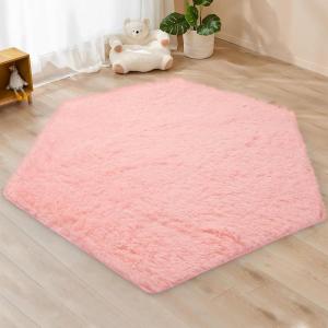 imageMonobeach Pink Kids Rug for Nursery Children Room Decor Ultra Soft Hexagon Carpet for Princess Tent for Girls Baby Play Mat for Floor 55x 47 55x 47 Pink Hexagon