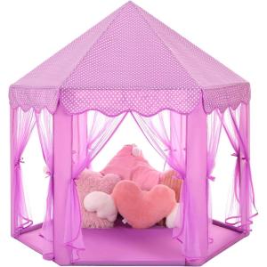 imageMonobeach Princess Tent Girls Unicorn Large Playhouse Kids Castle Play Tent with Star Lights Gift Toy for Children Indoor and Outdoor Games 55 x 53 DxH05 Purple Tent with Little Star Lights