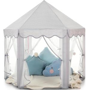 imageMonobeach Princess Tent Girls Unicorn Large Playhouse Kids Castle Play Tent with Star Lights Gift Toy for Children Indoor and Outdoor Games 55 x 53 DxH06 Grey Tent with Little Star Lights