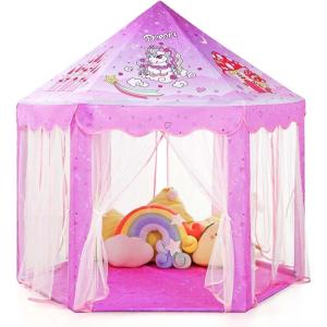 imageMonobeach Princess Tent Girls Unicorn Large Playhouse Kids Castle Play Tent with Star Lights Gift Toy for Children Indoor and Outdoor Games 55 x 53 DxH08 Unicorn Tent with Little Star Lights