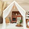 imageMonobeach Kids Tent Beige Play Tent with Long Mesh Curtain Large Playhouse for Indoor Outdoor Play Cottage Castle Toy for Girls Boys House Gift Beige Kids Play Tent with MatBeige Kids Play Tent with Mat