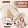 imageMonobeach Kids Tent Beige Play Tent with Long Mesh Curtain Large Playhouse for Indoor Outdoor Play Cottage Castle Toy for Girls Boys House Gift Beige Kids Play Tent with MatBeige Kids Play Tent
