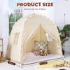 imageMonobeach Kids Tent Beige Play Tent with Long Mesh Curtain Large Playhouse for Indoor Outdoor Play Cottage Castle Toy for Girls Boys House Gift Beige Kids Play Tent with MatMedium Beige Toddlers Bed Tent
