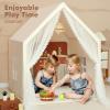 imageMonobeach Kids Tent Beige Play Tent with Long Mesh Curtain Large Playhouse for Indoor Outdoor Play Cottage Castle Toy for Girls Boys House Gift Beige Kids Play Tent with MatBeige Kids Play Tent with Mat