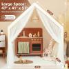 imageMonobeach Kids Tent Beige Play Tent with Long Mesh Curtain Large Playhouse for Indoor Outdoor Play Cottage Castle Toy for Girls Boys House Gift Beige Kids Play Tent with MatBeige Kids Play Tent with Mat